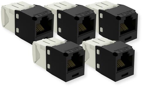 حزمة CJ688TGBL مكونة من 5 وحدات مقبس Mini-Com TX6 Plus Cat6 UTP RJ45 TG بدون أدوات، أسود، T568A/T568B، PoE+/PoE++ (802.3bt Type 3/4)، تصنيف UL 2043 بكامل هيئته in Kuwait