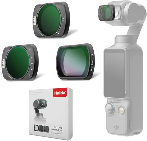 طقم فلتر مغناطيسي من Haida لجيب DJI Osmo Pocket 4/3 ذو تأثير تصميم نحيف للغاية ومجموعة مرشحات ND & CPL مجموعة فلاتر عدسات سريعة التحرير، ملحقات للسفر والفيديو السينمائي in Kuwait