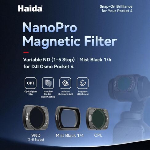 طقم فلتر مغناطيسي من Haida لجيب DJI Osmo Pocket 4/3 ذو تأثير تصميم نحيف للغاية ومجموعة مرشحات ND & CPL مجموعة فلاتر عدسات سريعة التحرير، ملحقات للسفر والفيديو السينمائي in Kuwait
