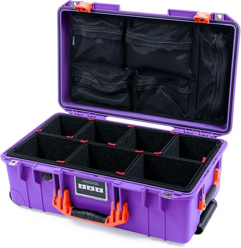 حقيبة حمل من Pelican Air 1535 بلون Galaxy Purple - مقاس متوسط ​​مقاوم للماء - تأتي فارغة مع مقابض ومزالج باللون الأخضر الليموني in Kuwait