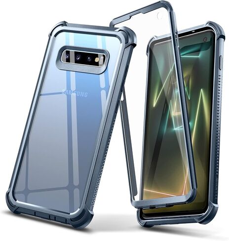 حافظة Dexnor Galaxy S10 Plus مع واقي شاشة شفاف متين لكامل الجسم ومضاد للصدمات وظهر صلب وطبقة مزدوجة شديدة التحمل لهاتف Samsung Galaxy S10 Plus in Kuwait
