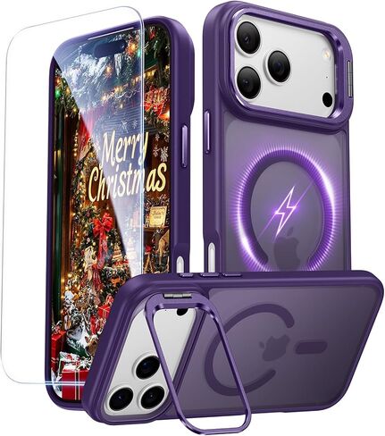 حامل مغناطيسي يدور 360 درجة لهاتف iPhone 17 Pro Max، مناسب لـ MagSafe، جراب واقٍ Mil-STD لهاتف iPhone 17 Pro Max مع مسند قابل للدوران 6.9 بوصة، برتقالي in Kuwait