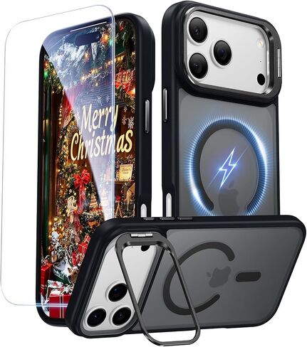 حامل مغناطيسي يدور 360 درجة لهاتف iPhone 17 Pro Max، مناسب لـ MagSafe، جراب واقٍ Mil-STD لهاتف iPhone 17 Pro Max مع مسند قابل للدوران 6.9 بوصة، برتقالي in Kuwait