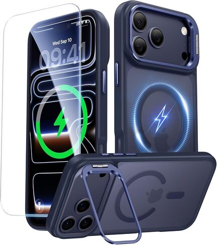 حامل مغناطيسي يدور 360 درجة لهاتف iPhone 17 Pro Max، مناسب لـ MagSafe، جراب واقٍ Mil-STD لهاتف iPhone 17 Pro Max مع مسند قابل للدوران 6.9 بوصة، برتقالي in Kuwait
