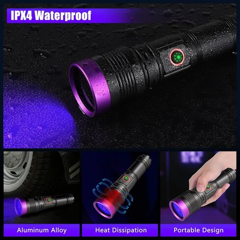 WINDFIRE 365nm UV Flashlight, Rechargeable Blacklight Flashlights Powerful, Adjustable Focus Black Light for Pet Urine Detection, Resin Curing, Rocks, Scorpions, Blood Tracking, Uranium Glass in Kuwait