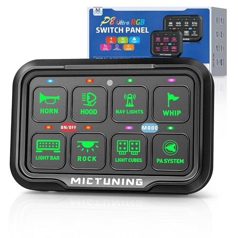 MICTUNING 8 Gang Switch Panel P1S-B08 Blue 60Amp 720/1440W Toggle/Touch ON-Off Momentary Circuit Control Relay Box for Camper RV ATV SUV UTV Truck Car Marine, 2 Years Warranty in Saudi Arabia