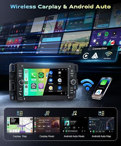 【Android 15/4+128G】 Car Radio for GMC Sierra 2007-2013 with Wireless Carplay&Android Auto,7 Inch in-Cell Screen car Stereo with Bluetooth GPS WiFi Bluetooth FM/RDS Radio USB Type-C Rear Camera in Kuwait