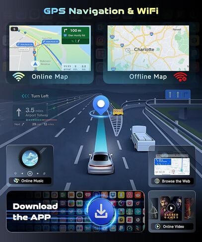 【Android 15/4+128G】 Car Radio for GMC Sierra 2007-2013 with Wireless Carplay&Android Auto,7 Inch in-Cell Screen car Stereo with Bluetooth GPS WiFi Bluetooth FM/RDS Radio USB Type-C Rear Camera in Kuwait