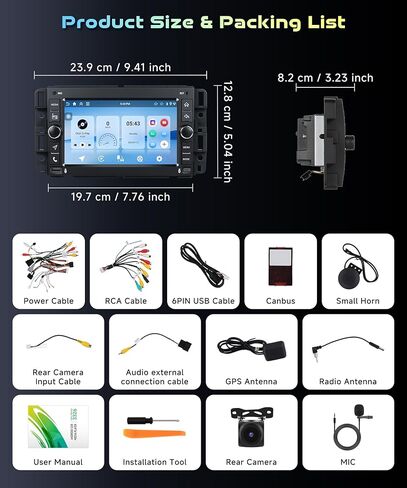 【Android 15/4+128G】 Car Radio for GMC Sierra 2007-2013 with Wireless Carplay&Android Auto,7 Inch in-Cell Screen car Stereo with Bluetooth GPS WiFi Bluetooth FM/RDS Radio USB Type-C Rear Camera in Kuwait