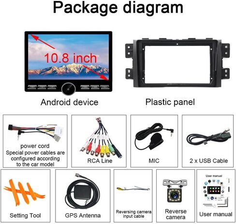 4+64GB for Kia Borrego Radio 2008-2012 Kia Mohave Radio 2008-2016 Android 15 Car Stereo 10.8" Touchscreen Wireless Carplay Android Auto DSP Bluetooth GPS Navigation FM with Free Reverse Camera in Kuwait