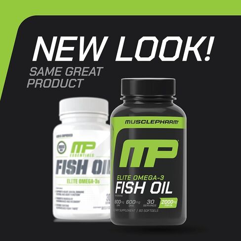 MusclePharm Essentials Fish Oil, Elite Omega 3 Supplement, Supports Joints, Muscular Performance & Recovery, Brain, Heart & Immune Health, 2000mg Omega 3 Fish Oil Per Serving, 60 Softgels, 30 Servings in Saudi Arabia