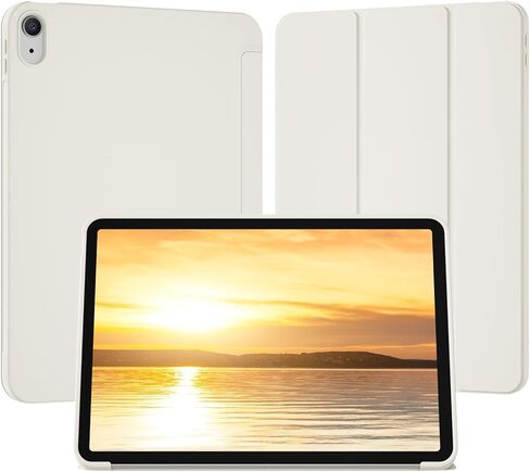 حافظة لجهاز iPad Air 11 بوصة (M4/M3/M2، 2026/2025/2024)، لجهاز iPad Air 5th/4th Gen 10.9 بوصة بدون حامل قلم رصاص، غطاء حامل ثلاثي الطي رفيع مع ظهر ناعم من مادة TPU، تنبيه/غفو تلقائي، بيج in Kuwait