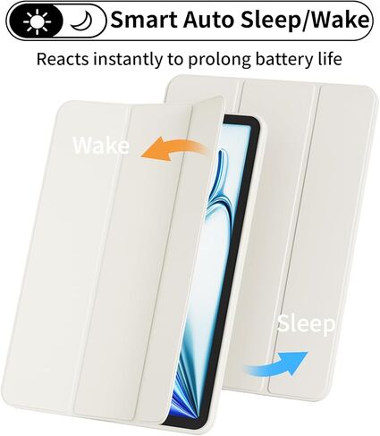 حافظة لجهاز iPad Air 11 بوصة (M4/M3/M2، 2026/2025/2024)، لجهاز iPad Air 5th/4th Gen 10.9 بوصة بدون حامل قلم رصاص، غطاء حامل ثلاثي الطي رفيع مع ظهر ناعم من مادة TPU، تنبيه/غفو تلقائي، بيج in Kuwait