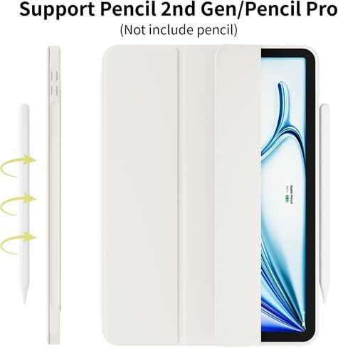 حافظة لجهاز iPad Air 11 بوصة (M4/M3/M2، 2026/2025/2024)، لجهاز iPad Air 5th/4th Gen 10.9 بوصة بدون حامل قلم رصاص، غطاء حامل ثلاثي الطي رفيع مع ظهر ناعم من مادة TPU، تنبيه/غفو تلقائي، بيج in Kuwait