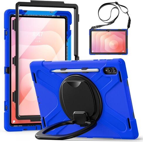 Batianda Heavy Duty Case for Samsung Galaxy Tab S11 Ultra 14.6" 2025 with 360° Rotating Ring Stand & Shoulder Strap Built-in S Pen Holder Shockproof Rugged Multi-Layer Protective Cover, Black in Kuwait