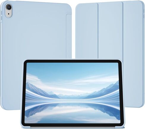 حافظة لجهاز iPad Air 11 بوصة (M4/M3/M2، 2026/2025/2024)، لجهاز iPad Air 5th/4th Gen 10.9 بوصة بدون حامل قلم رصاص، غطاء حامل ثلاثي الطي رفيع مع ظهر ناعم من مادة TPU، تنبيه/غفو تلقائي، بيج in Kuwait