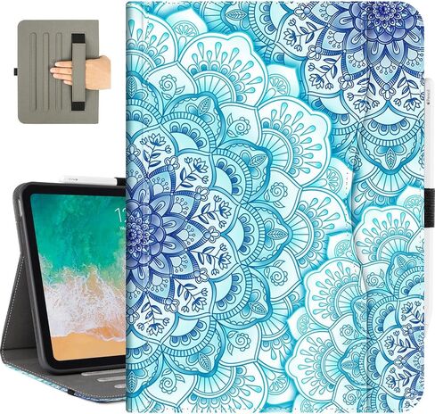 حافظة Vimorco لجهاز iPad (A16) الجيل الحادي عشر 11 بوصة (2025)، لجهاز iPad الجيل العاشر 10.9 بوصة (2022)، حامل قلم رصاص وحزام يد وجيب للبطاقات، غطاء حماية قابل للتعديل، تنبيه/غفو تلقائي، ماندالا خضراء in Kuwait