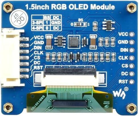 وحدة عرض 1.5 بوصة RGB OLED لـ Arduino Raspberry Pi Jetson Nano STM32 128x128 بكسل لون عالي 16 بت (65 ألف لون) واجهة SPI in Kuwait