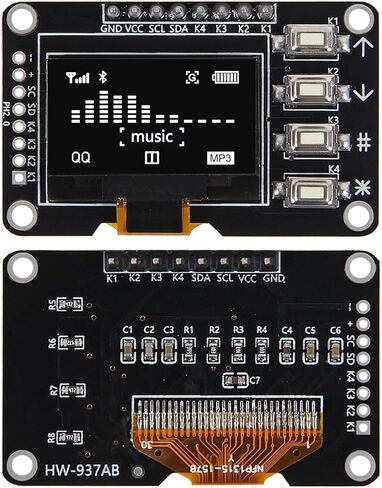 2 قطعة 0.96 بوصة OLED IIC 12864 شاشة OLED مع 4x4 مفتاح I2C SSD1315 لوحة شاشة LCD لاردوينو (أبيض) in Kuwait
