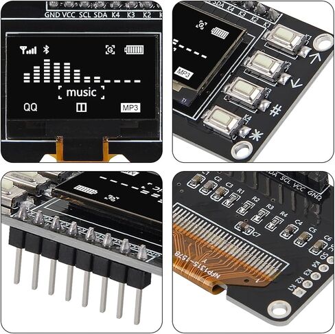 2 قطعة 0.96 بوصة OLED IIC 12864 شاشة OLED مع 4x4 مفتاح I2C SSD1315 لوحة شاشة LCD لاردوينو (أبيض) in Kuwait