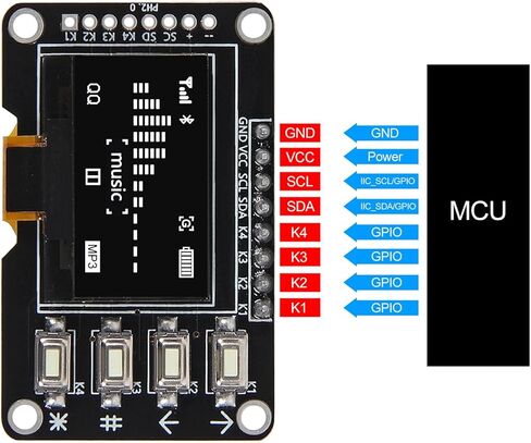 2 قطعة 0.96 بوصة OLED IIC 12864 شاشة OLED مع 4x4 مفتاح I2C SSD1315 لوحة شاشة LCD لاردوينو (أبيض) in Kuwait