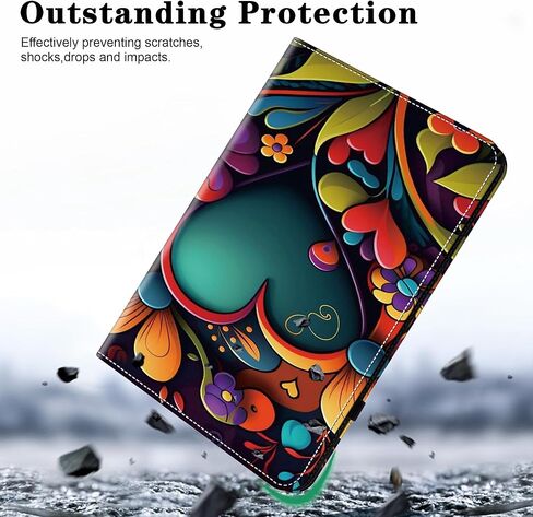 حافظة لهاتف Samsung Galaxy Tab A11 + Plus/A9 + Plus 5G 11 بوصة 2025/2023، جلد PU مع شريط مطاطي وفتحات للبطاقات، غطاء تابلت بحامل متعدد الزوايا - ألوان مائية in Kuwait