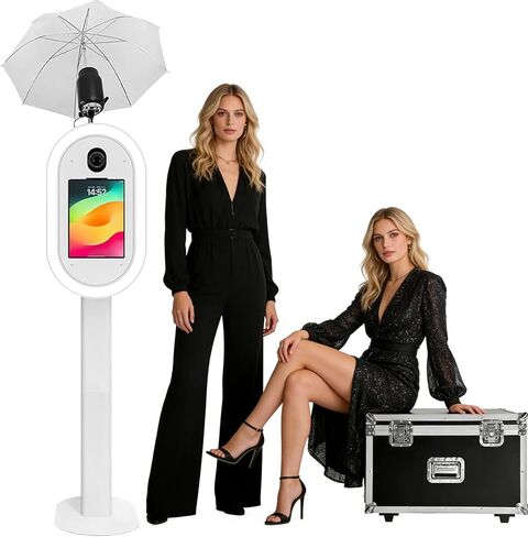 كشك صور DSLR iPad، متوافق مع 10.2-13 بوصة، مروحة تبريد مدمجة بشريط إضاءة RGB، مناسبة لحفلات الزفاف، والجزء، والمناسبات الأخرى (أبيض، متوافق مع iPad مقاس 11 بوصة) in Kuwait