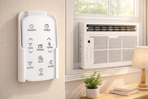 Replacement Remote Control for Midea EasyCool Window Air Conditioner RG15C1/E MAW06R1YWT MAW06R1YWT-E MAW08S1YWT MAW08S1YWT-E MAW10S1YWT MAW10S1YWT-E MAW12S1YWT MAW12S1YWT-E, with Holder in Kuwait