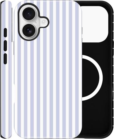 Magnetic Case for iPhone 15 Pro Max, Compatible with MagSafe, Aesthetic Striped Cute Design for Women, Hybrid 2-Layer Hard Shell Phone Cover, Hot Pink in Kuwait