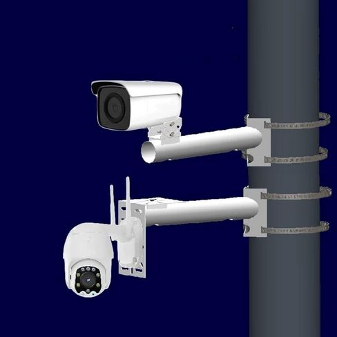 دعامة تثبيت لكاميرات المراقبة CCTV - قطر 300 مم (11.81 بوصة) وقطر 40 مم (1.57 بوصة) عمود أنبوبي/حامل جداري، حامل منقار البط قابل للتعديل للوحات الشمسية/الكاميرات المزدوجة، لوحة محول L عالمية in Kuwait