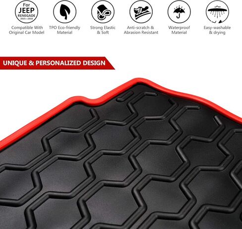 Cartist Cargo Liner متوافق مع 2015-2023 Jeep Renegade Trunk Mat Car Rear Boot Liner Black-Red in Saudi Arabia