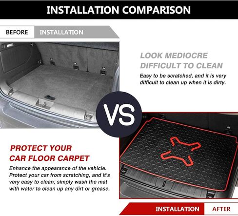 Cartist Cargo Liner متوافق مع 2015-2023 Jeep Renegade Trunk Mat Car Rear Boot Liner Black-Red in Saudi Arabia