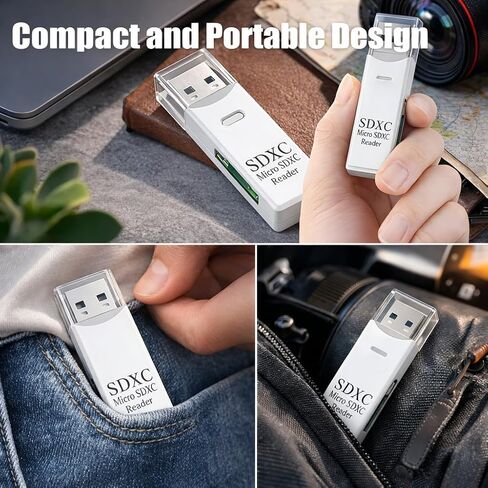 USB 2.0 SD/TF Card Reader,Memory Card Reader Adapter, Plug and Play High-Speed File Transfer for Camera Cards, Laptop Desktop PC, White in Kuwait