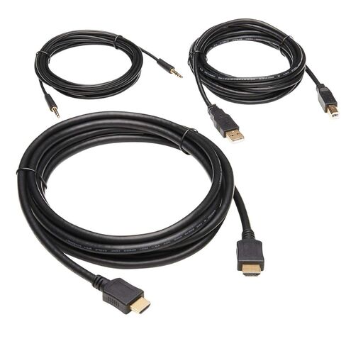 طقم كابل TRIPP LITE HDMI KVM، 4K HDMI، USB 2.0، مقبس صوت 3.5 ملم، مجموعة كابل 3 في 1 KVM (M/M)، 10 قدم (P782-010-HA) in Kuwait