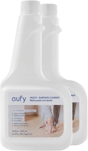 محلول تنظيف الأرضيات الصلب EUFY ROBOVAC (زجاجتان) ، نسبة التخفيف 1: 200 ، 473 مل ، منظف الأرضيات ، صديق للبيئة ، قائم على النبات ، متوافق مع Omni C20 ، X8 Pro ، X10 Omni ، G Series ، L Series in Kuwait