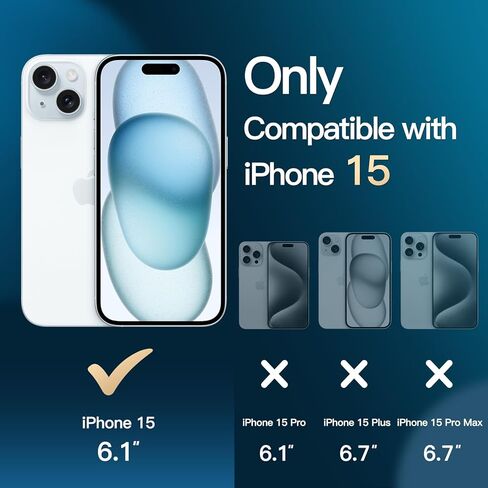 حافظة JETech 3 في 1 لهاتف iPhone 15 مقاس 6.1 بوصة مع 2 واقي شاشة من الزجاج المقوى، غطاء هاتف ممتص للصدمات غير أصفر اللون (شفاف) in Kuwait