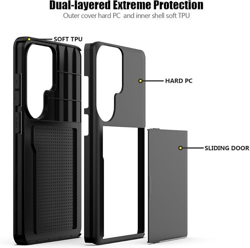 Nvollnoe for Samsung S26 Ultra Case with Card Holder Dual Layer Heavy Duty Protective Case Hidden Card Slot Slim Wallet Case for Samsung S26 Ultra 6.9''(Black) in Kuwait