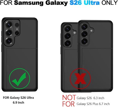 Nvollnoe for Samsung S26 Ultra Case with Card Holder Dual Layer Heavy Duty Protective Case Hidden Card Slot Slim Wallet Case for Samsung S26 Ultra 6.9''(Black) in Kuwait