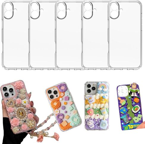 Stino 5 Pack Phone Junk Case for iPhone 13 14 15 16، حافظات شفافة كريستالية شفافة مزخرفة بتصميم مخصص (لهاتف iPhone 16) in Kuwait