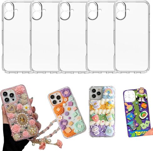 Stino 5 Pack Phone Junk Case for iPhone 13 14 15 16، حافظات شفافة كريستالية شفافة مزخرفة بتصميم مخصص (لهاتف iPhone 16) in Kuwait