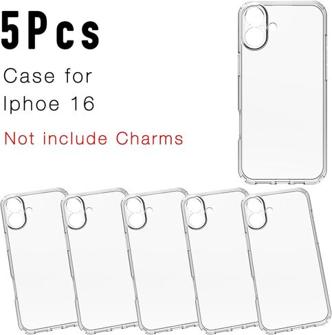 Stino 5 Pack Phone Junk Case for iPhone 13 14 15 16، حافظات شفافة كريستالية شفافة مزخرفة بتصميم مخصص (لهاتف iPhone 16) in Kuwait