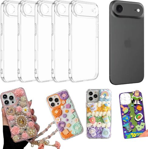 Stino 5 Pack Phone Junk Case for iPhone 13 14 15 16، حافظات شفافة كريستالية شفافة مزخرفة بتصميم مخصص (لهاتف iPhone 16) in Kuwait