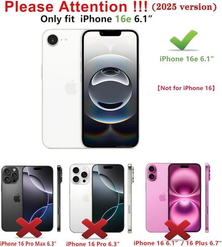 حافظة SunStory مغناطيسية لهاتف iPhone 16e وحافظة iPhone 17e مع واقي شاشة HD، متوافقة مع MagSafe، حافظة هاتف واقية هجينة لكامل الجسم مكونة من 3 طبقات لهاتف iPhone 16e/17e، أسود in Kuwait