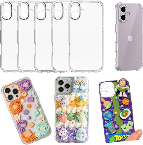 Stino 5 Pack Phone Junk Case for iPhone 13 14 15 16، حافظات شفافة كريستالية شفافة مزخرفة بتصميم مخصص (لهاتف iPhone 16) in Kuwait
