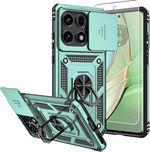 حافظة لهاتف Motorola Edge 2025، مع واقيات شاشة وغطاء كاميرا، [درجة عسكرية] بطول 16 قدمًا. غطاء تم اختباره من السقوط مع حافظة واقية بمسند مغناطيسي لهاتف Moto Edge 2025، أزرق in Kuwait
