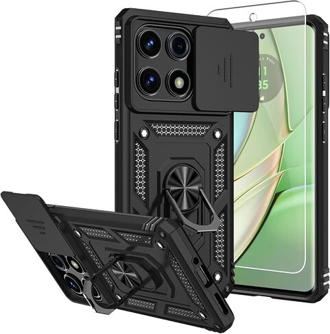 حافظة لهاتف Motorola Edge 2025، مع واقيات شاشة وغطاء كاميرا، [درجة عسكرية] بطول 16 قدمًا. غطاء تم اختباره من السقوط مع حافظة واقية بمسند مغناطيسي لهاتف Moto Edge 2025، أزرق in Kuwait