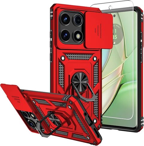 حافظة لهاتف Motorola Edge 2025، مع واقيات شاشة وغطاء كاميرا، [درجة عسكرية] بطول 16 قدمًا. غطاء تم اختباره من السقوط مع حافظة واقية بمسند مغناطيسي لهاتف Moto Edge 2025، أزرق in Kuwait