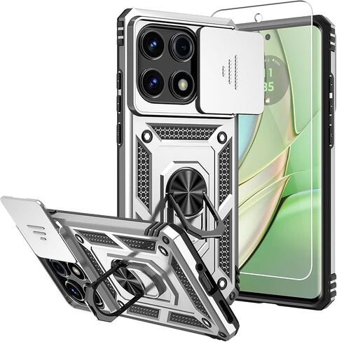 حافظة لهاتف Motorola Edge 2025، مع واقيات شاشة وغطاء كاميرا، [درجة عسكرية] بطول 16 قدمًا. غطاء تم اختباره من السقوط مع حافظة واقية بمسند مغناطيسي لهاتف Moto Edge 2025، أزرق in Kuwait