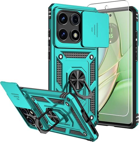 حافظة لهاتف Motorola Edge 2025، مع واقيات شاشة وغطاء كاميرا، [درجة عسكرية] بطول 16 قدمًا. غطاء تم اختباره من السقوط مع حافظة واقية بمسند مغناطيسي لهاتف Moto Edge 2025، أزرق in Kuwait