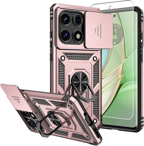 حافظة لهاتف Motorola Edge 2025، مع واقيات شاشة وغطاء كاميرا، [درجة عسكرية] بطول 16 قدمًا. غطاء تم اختباره من السقوط مع حافظة واقية بمسند مغناطيسي لهاتف Moto Edge 2025، أزرق in Kuwait